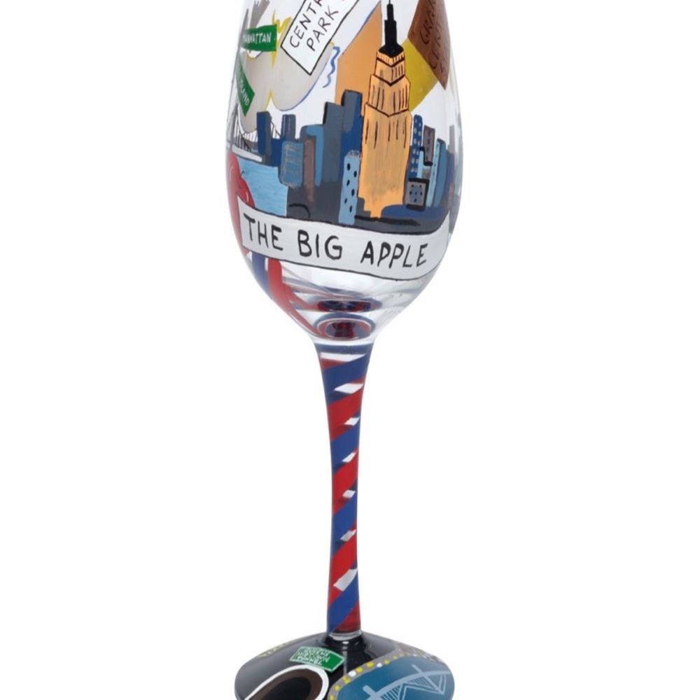Lolita New York City hand painted wine glass